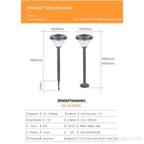 Hot Selling IP65 White or RGB Color Stake Lamp for Outdoor Garden Lighting